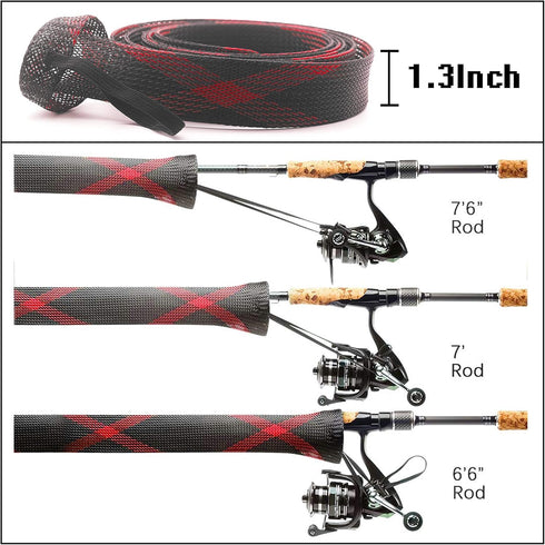 Fishing Rod Cover - 4 Pack Rod Sleeve Socks with Lanyard for Fly, Spinning, Casting, and Sea Fishing