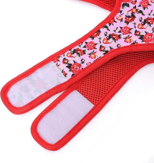 Mile High Life Velcro Dog Harness, Air Mesh Floral Vest for Small Dogs & Cats, Adjustable Easy Closures (Peony Rose, S)