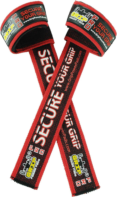 Grip Power Pads PRO Level Cotton Lifting Straps - Neoprene Wrist Pad Support & Silicone Grip, 24" Long, 2" Wide