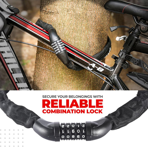 Pro-Bike Tool Bike Locks, 35.4-Inch Heavy Duty Anti Theft Bicycle Lock, 5-Digit Code Keyless Combination, Weatherproof