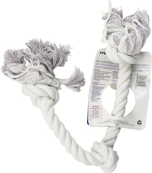 Penn-Plax 3-Knot Dog Rope Toy, Ruff, Large | Great Exercise for Teeth and Gums | Hours of Playtime Fun, White, 25 1/4 Inch (RF32)