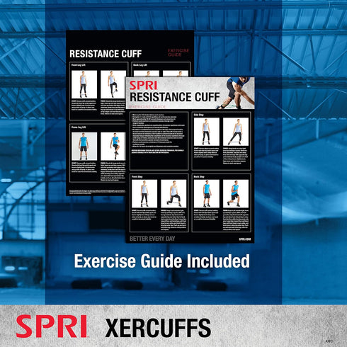 SPRI Xercuff Leg Resistance Band Exercise Cord - Non-Slip Padded Ankle Cuffs, Portable for Gym or Home