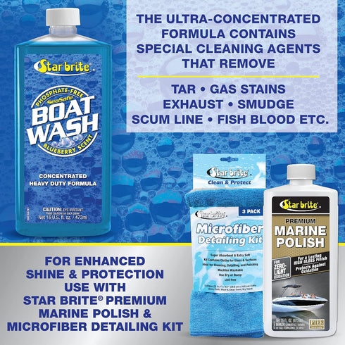 STAR BRITE Concentrated Boat Wash - Heavy-Duty, Non-Streak Formula for Sparkling Hulls, Decks, Chrome and Fittings