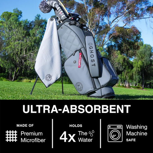 Ghost Golf Magnetic Towel (Caddie) - Ultra-Absorbent Microfiber Towel with Magnet for Golf Carts