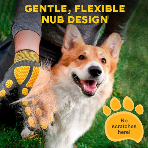 Pet Grooming and Bathing Gloves, Effective Hair Remover for Cats, Dogs & Horses, Deshedding Gloves