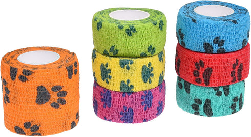 Kare & Kind Self-Adhesive Bandage - Injury Wrap Tape for Pets, 7 Multi-Color Rolls for Dog, Cats, Horses - Elastic,