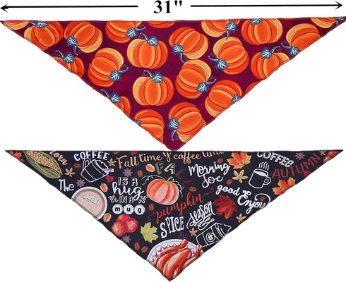 BoomBone 2 Pack Thanksgiving Dog Bandana, Triangle Bibs Pet Fall Scarf for Medium to Large Dogs