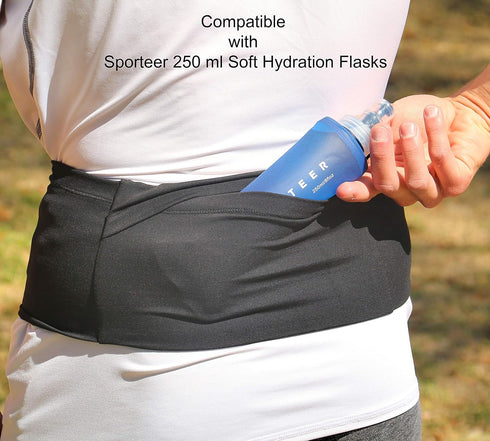 Sporteer VersaMod Running Belt - Workout Waist Pack for Smartphones and Personal Items, Small, Black