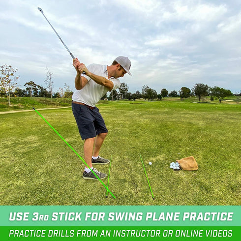 GoSports 3 Pack Golf Alignment Training Sticks - 48 Inch Practice Rods