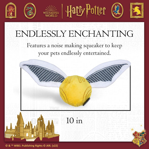 Harry Potter Snitch Pet Squeaker Toy, 10 Inch Quidditch Inspired Squeaky Ball for Dogs