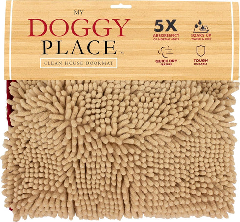 My Doggy Place Dog Towel, Super Absorbent Microfiber with Hand Pockets, Quick Dry Shammy Towel, Oatmeal, 30 x 12.5 in