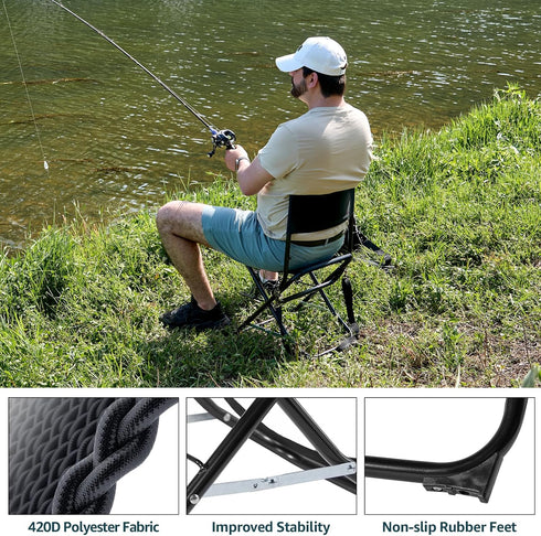 Fishing,Hunting,Lawn,Patio,Garden,300LBS. X Strike Portable Fishing Chairs Outdoor Folding Stool for Adults Portable