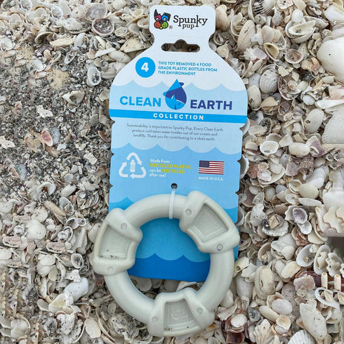 Spunky Pup Clean Earth Recycled Ring Dog Toy, Eco-Friendly, Chicken Flavored, Made from 100% Recycled Water Bottles