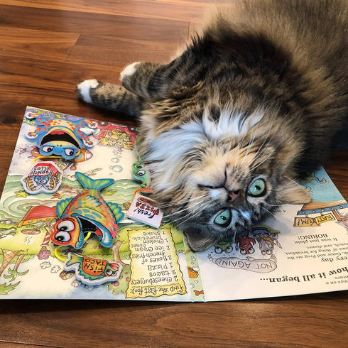 3 FUZZU Fast Food Cat Storybook | Interactive Cat Toy | Cat Activity Toy | Cat Game Board | Colorful Storybook |