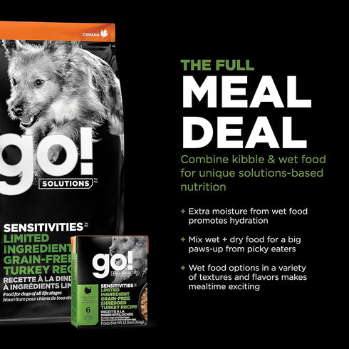 GO! SOLUTIONS Sensitivities Turkey Recipe, Limited Ingredient Dog Food, 3.5 lb, Grain Free for Sensitive Stomachs