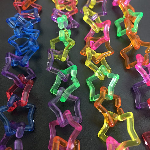 Star Shape Clear Color Chain Links, Plastic Neon Toy Parrot Bird Foot Parts, Kid DIY, 100pcs