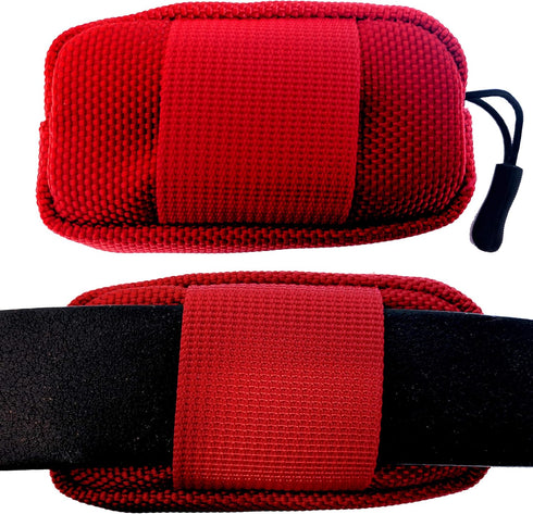Spy Spot Waterproof Small Pouch with Zipper - Oxford Thick Fabric - Multi-purpose Bag with Loop Attachment - GPS Tracker Case, Dog Collar Pouch - Red