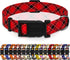 Dog Collar, Adjustable Soft Plaid Pet Collar with Safety Buckle for Small Medium Large Dogs, Classical Boys Girls (Red