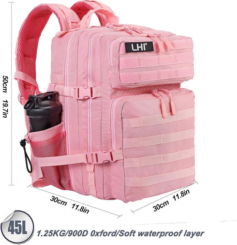 LHI Military Tactical Backpack for Men and Women, 45L Army 3 Days Assault Pack with Molle System