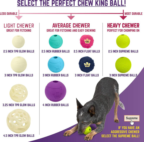 Chew King Glowing Fetch Ball - 8-Pack Dog Ball Toys for Interactive Play
