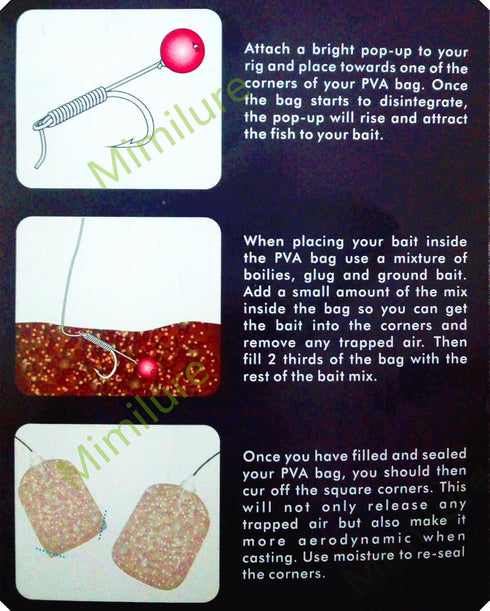 PVA Fishing Bait Bags: 100pcs Catfish Fishing Baits Holder for Boilie Rig Carp Fishing Equipment, Large(12cmx16cm)