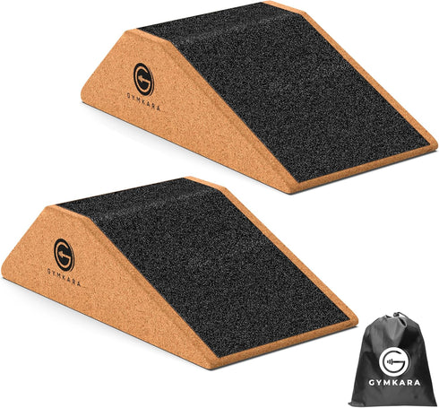 Squat Wedge Block Cork 2 Pack - Non-Slip Heel Elevated Squat Wedge and Calf Raise Block for Optimal Squat Form
