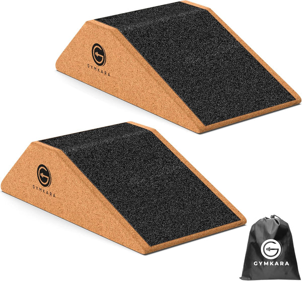 Squat Wedge Block Cork 2 Pack - Non-Slip Heel Elevated Squat Wedge and Calf Raise Block for Optimal Squat Form