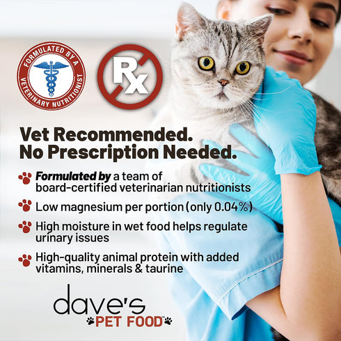 Dave's Pet Food Urinary Tract Cat Food, Chicken Pate in Gravy, Non-Prescription Low Magnesium Diet, 5.5 oz (Case of 24)