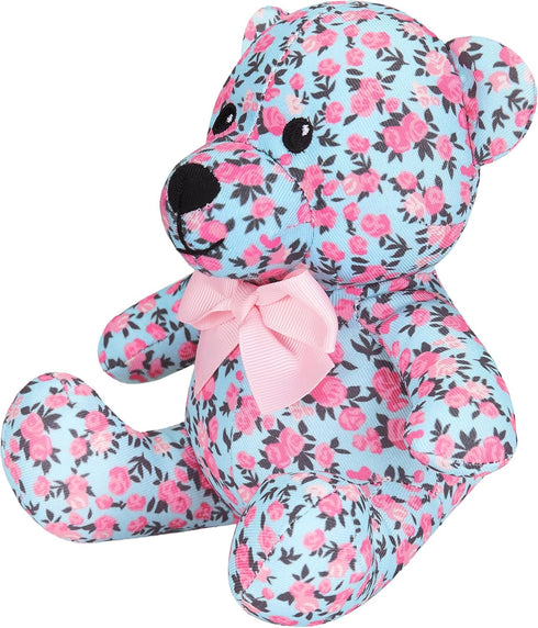 Blueberry Pet Gift Toys for Puppies & Dogs, 6", Cute Floral Print Light Blue Happy Bear Designer Squeak Plush Toy