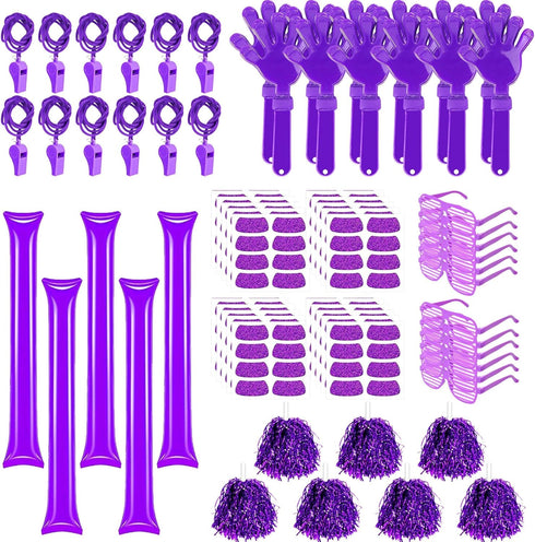 148 Pcs Team Spirit Accessories,Cheerleading Pom Poms Hand Clappers Noisemakers Whistles Shutter