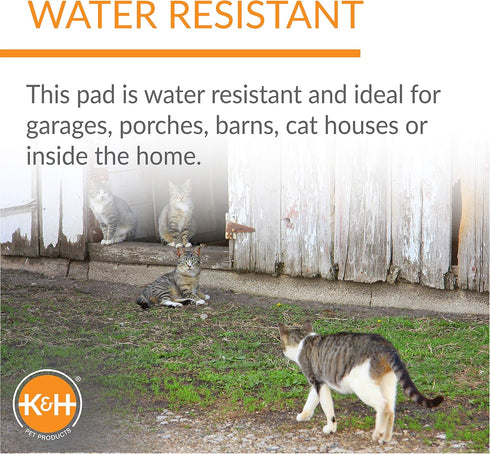 K&H Pet Products Heated Extreme Weather Outdoor Kitty Pad, Waterproof Cat Heated Bed, Tan 9 x 12 Inches