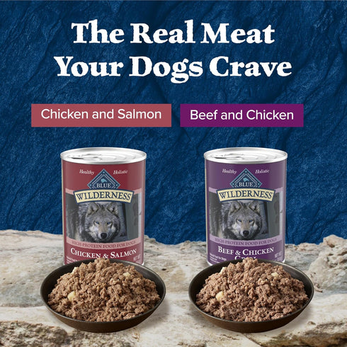 Blue Buffalo Wilderness High Protein Wet Dog Food Variety Pack for Adult Dogs, Grain-Free, 12.5 oz. Cans (6 Pack)