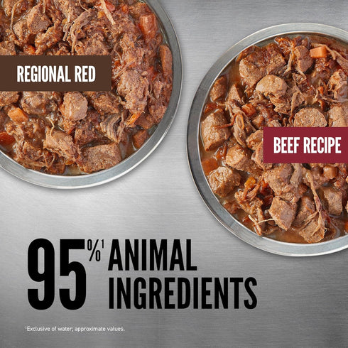 Pack: 12.8oz (6 Count, 3 ORIJEN Real Meat Shreds Wet Dog Food Variety Regional Red + Beef Recipes Cans of Each)