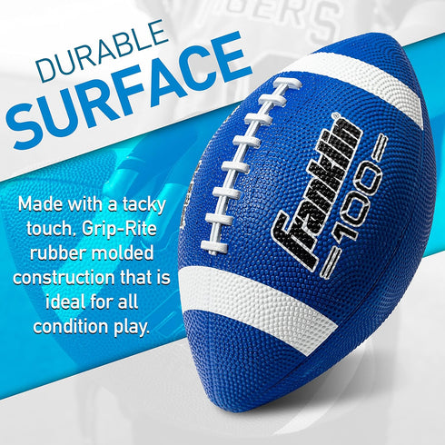 Franklin Sports Kids Junior Football - Grip-Rite 100 Youth Junior Size Rubber Footballs - Peewee Kids Durable Outdoor Rubber Footballs - Single Footballs + 6 Football Bulk Packs Available by Franklin Sports