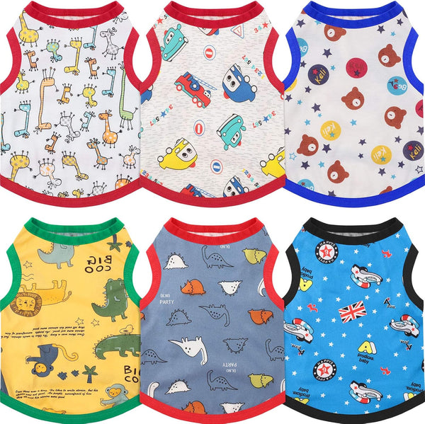 Geyoga Cute Printed Pet Shirts - 6 Pieces Cotton Breathable Puppy Sweatshirt Outfit for Dogs (S)