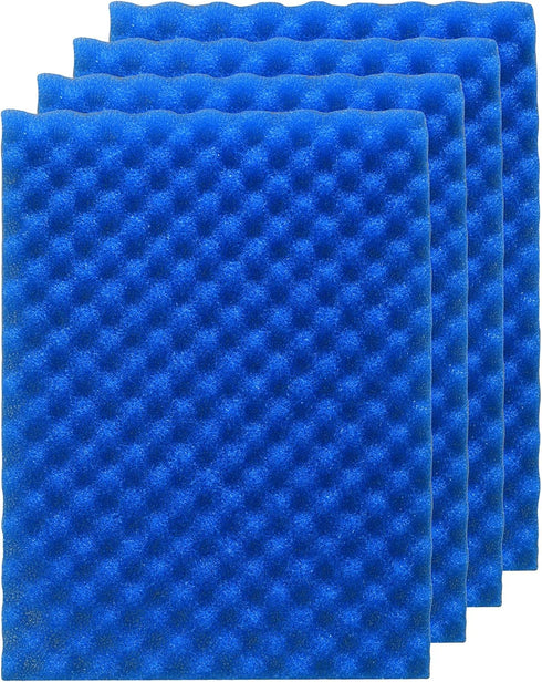 4 Pack Aquarium Filter Media Bio Sponge Pad, 16 x 12 x 1 inch, Fish Pond Foam Filter (Blue 20ppi)