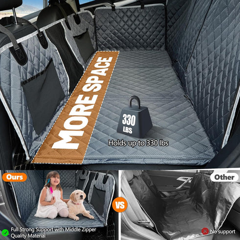ANOSOSPECIAL Hammock Back Seat Extender for Dog,Waterproof Hard Bottom Dog Car Seat Cover for Back Seat