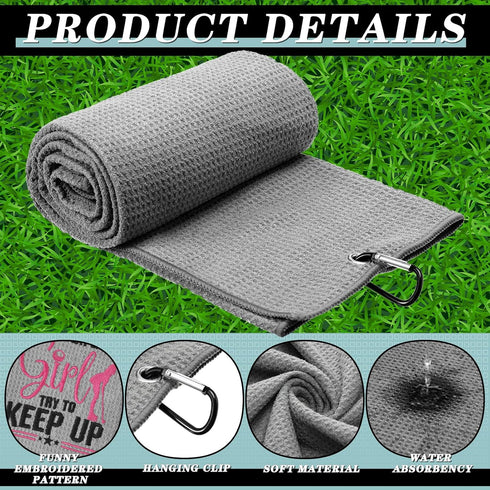 Hosuly 6 Pcs Embroidered Funny Golf Towel with Clip, Golf Gifts for Women, Mom, Wife, Girlfriend, 6 Colors