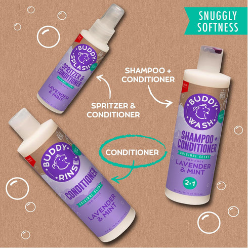 16 oz. Buddy Rinse Conditioner for Dog Grooming Dog, Lavender & Mint, Bottle