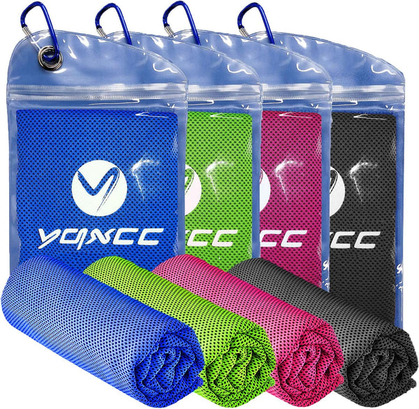 YQXCC 4 Pack Cooling Towel (47"x12") - Ice Towel for Neck, Microfiber Cool Towel for Yoga, Sports, Gym, Camping