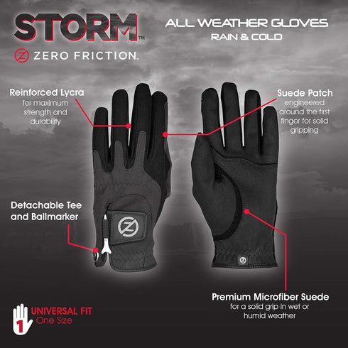 Zero Friction Men's Storm All Weather Golf Gloves