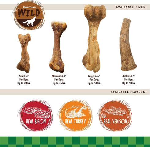 Nylabone Healthy Edibles WILD Antler Dog Chew Treats, Venison Flavor, Medium/Wolf (10 Count)