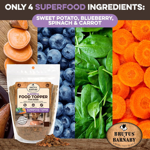 Dog Food Topper - Super Foods, Healthy Vegan Flavor Mix for Picky Eaters, Blueberries, Carrots, Spinach, Sweet Potato,