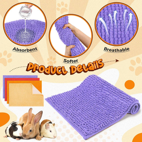 8 Mat(24x16'',Beige, Barydat Pcs Guinea Pig Cage Liner for Guinea Pig Cage Bedding Reusable Rabbit Mat Pad Washable