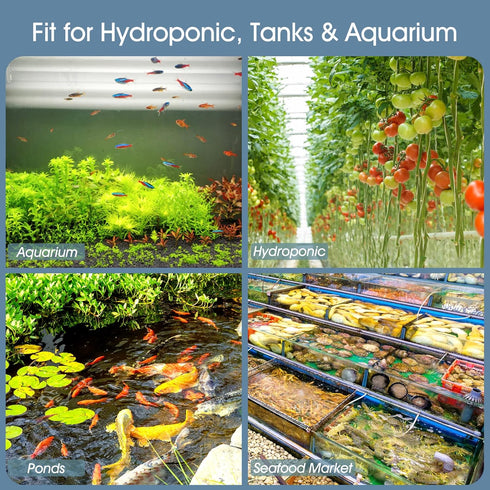 hygger Air Stones for Aquariums, Ultra Silent Bubble Stone Kit with Air Tube, Transparent Acrylic Fish Tank Diffuser