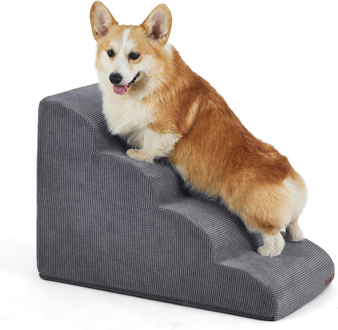 Lesure Dog Stairs for Small Dogs, Ramp for High Beds and Couch, CertiPUR-US Certified Foam, Non-Slip, 2/3/4 Steps
