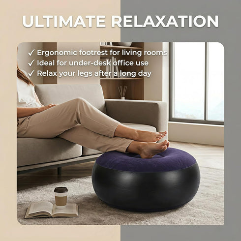 Inflatable Ottoman, Portable Outdoor Camping Chair for Adults Foldable Soft and Elastic, Watertight Round Stool