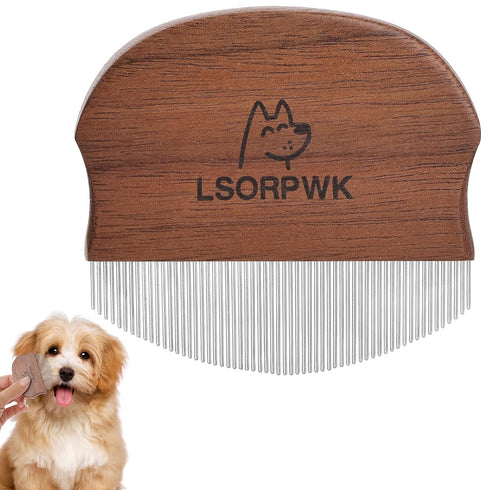 LSORPWK Eye Comb for Dogs & Cats,Wooden Tear Stain Remover for Pets,Gentle Grooming