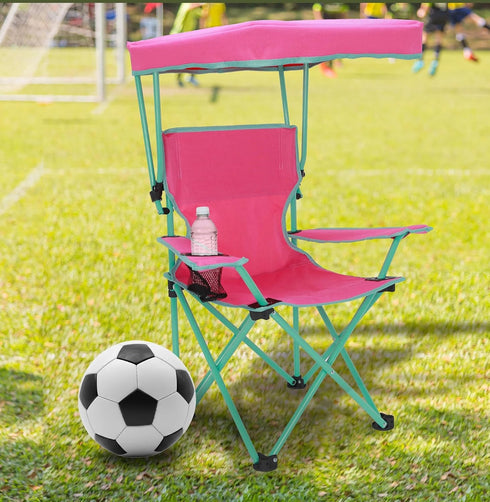 125 lb. CLMSTE Canopy Folding Chair with Safety Lock, Outdoor Chair Capacity (Pink)