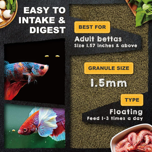 Ultra Fresh Betta Fish Food, Pro Shrimp Patties with 50% Sword Prawns, All Natural Protein for Healthy Development